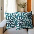 thumbnail image 5 of Teal and White Floral Pillow Covers 18x18 Inch Boho Design Flower Leaves Pattern Throw Pillow Covers Set of 2 Modern Decorative Pillowcases Farmhouse Cotton Linen Square Cushion Covers for Couch Decor, 5 of 6
