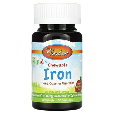 Carlson Kid's Chewable Iron, Strawberry, 15 mg, 30 Tablets