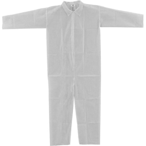 Hubei Kangcheng Non-Woven Fabrics Products 708185XXL Global Industrial Disposable Polypropylene Coverall with Open Wrists & Ankles - White, 2XL - 25 per Case