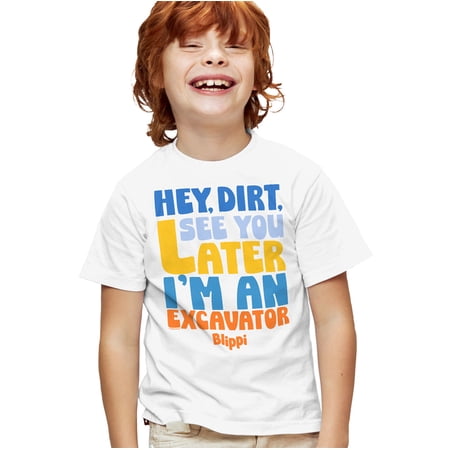Blippi Excavator Song Kids T Shirt for Youth Boys and Girls, White, Large