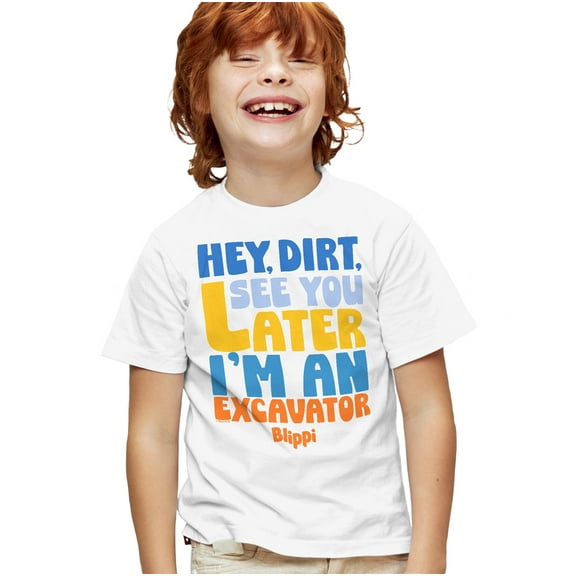 Blippi Excavator Song Kids T Shirt for Youth Boys and Girls, White, Large