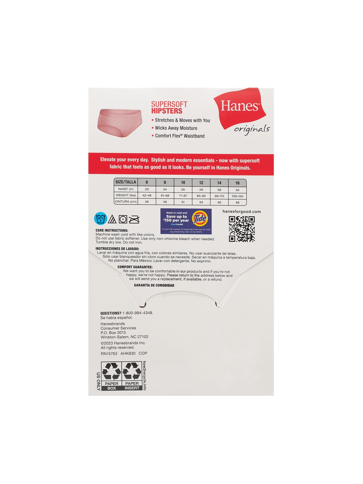 Hanes Originals Girls' SuperSoft Hipster Underwear, 5 Pack
