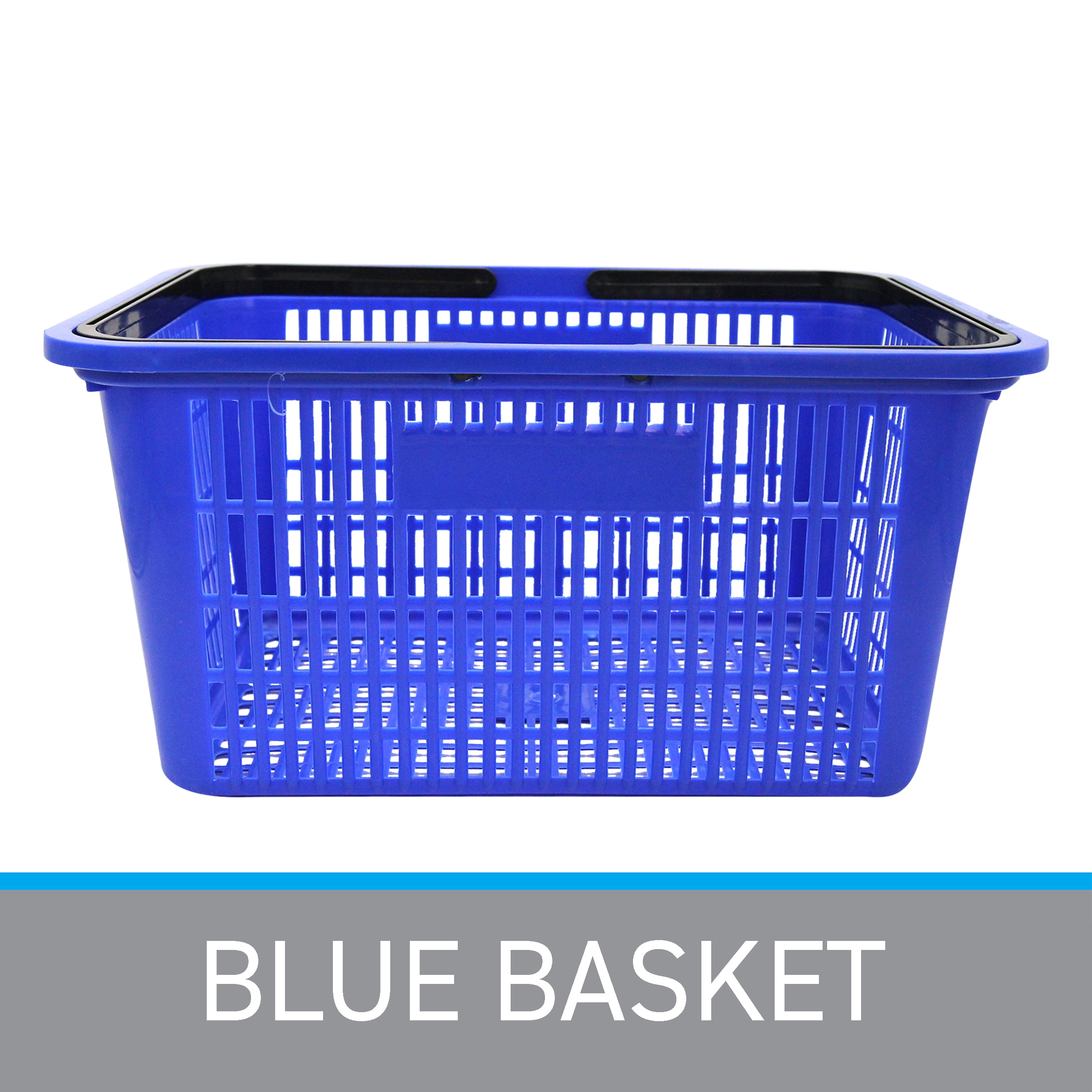 SSWBasics Blue Plastic Shopping Basket with Handles - Essential Shopping Baskets for Retail Store Use  Durable and Convenient Shopping Baskets for Customers