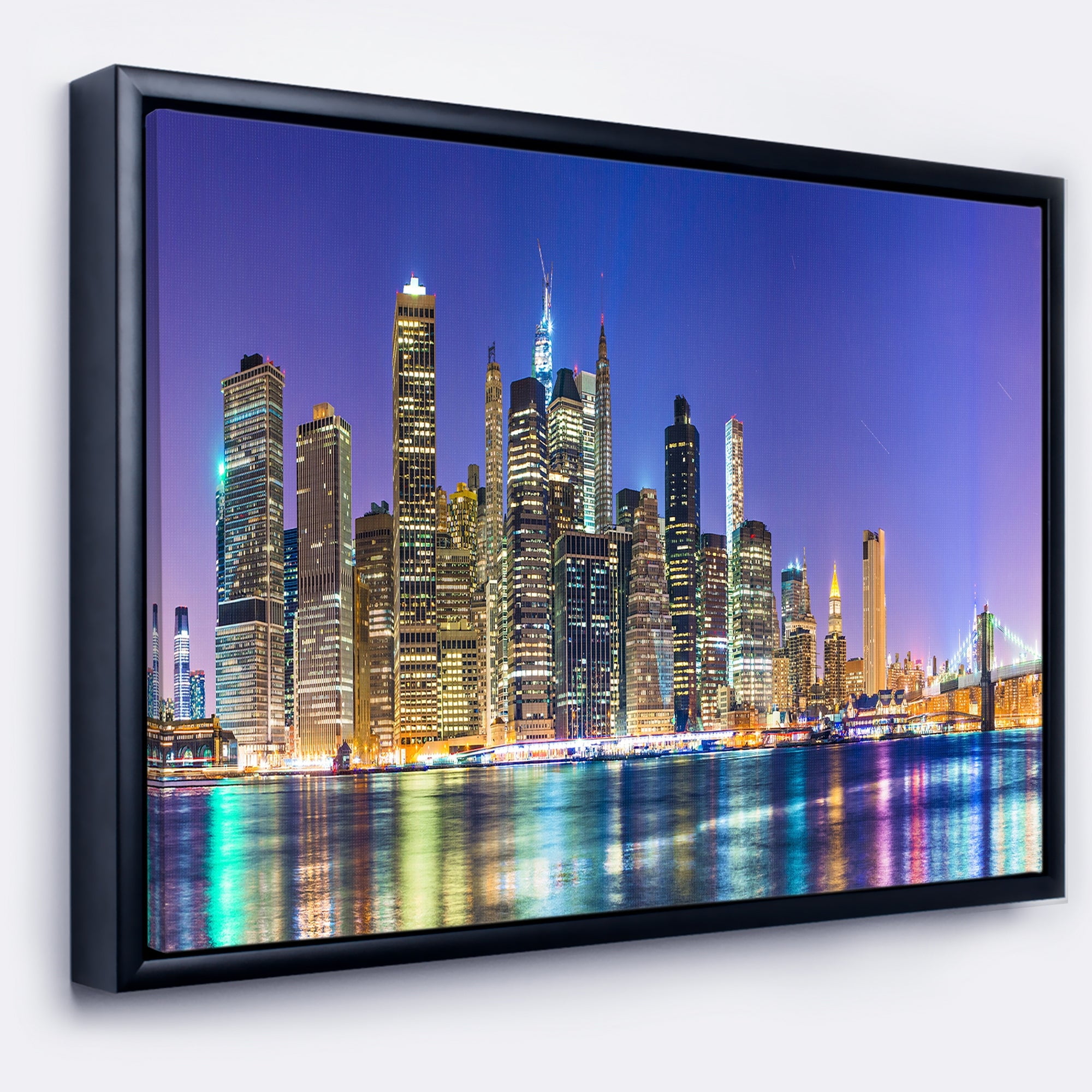 Design Art New York Cityscape Panorama Framed Canvas Art Print