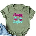 thumbnail image 5 of EQWLJWE Oversized Shirts for Women Casual Happy Easter Graphic Solid Color Short Sleeves Round-Neck Loose Summer Blouse Tops for School College, 5 of 5