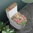 thumbnail image 6 of Renewold Wood Toilet Lid Cover and Toilet Tank Lid Cover Set 2 Packs Rabbit Flower Toilet Seat Lid Cover with Anti-Slip Elastic Edge Easter Holiday Decoration, 6 of 6