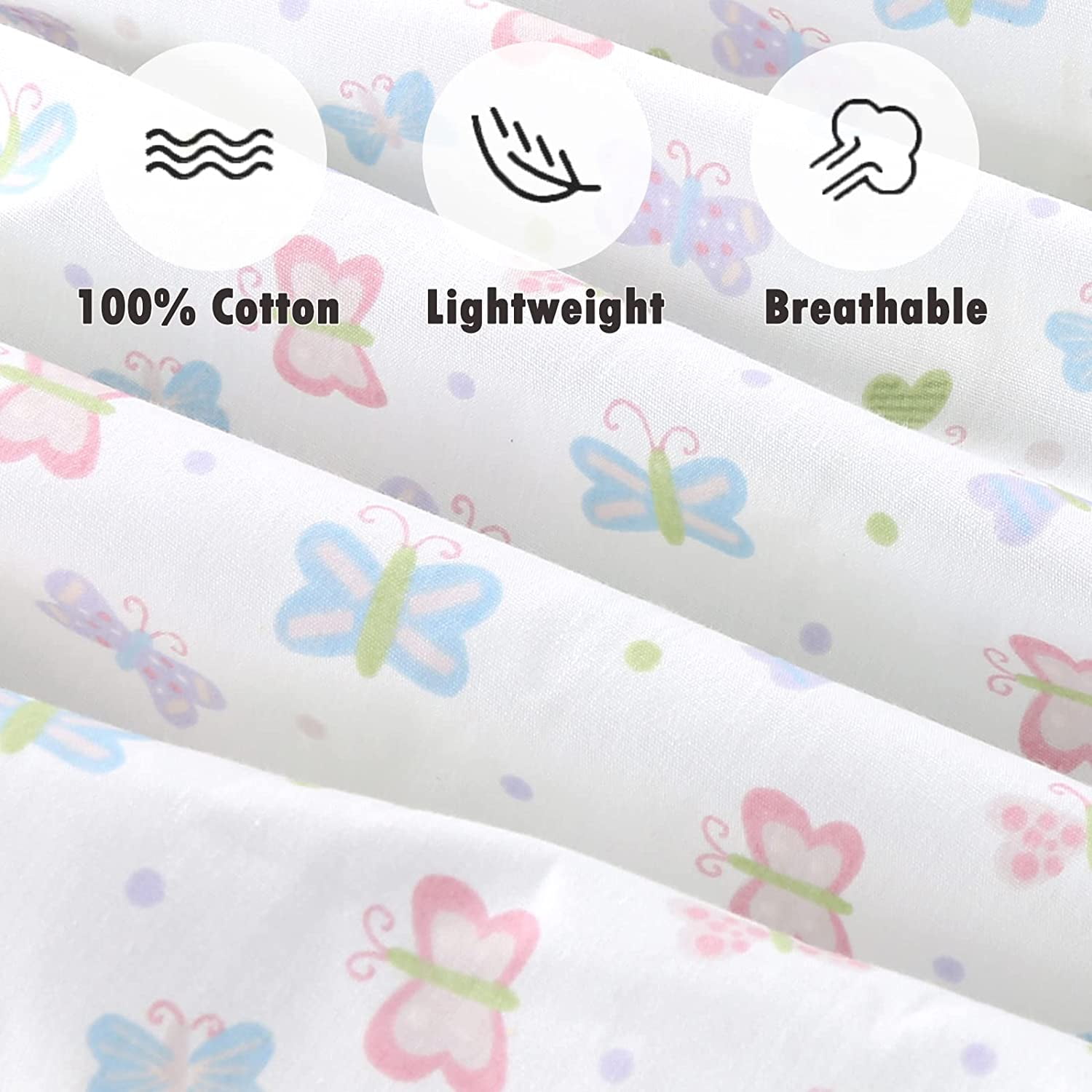 Danica 100% Cotton Fitted Baby Crib Sheet 3 Pack for baby Boys Girls |Standard Crib And Toddler Mattress Sheets | 28x52 Inch (3PK, Butterfly Garden)