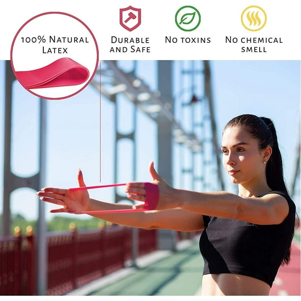 Limm Resistance Loop Exercise Bands Set of 5 Stretch Bands for Working Out with Instruction Guide Carry Bag Elastic Band for Home Workout Physical Therapy for Women and