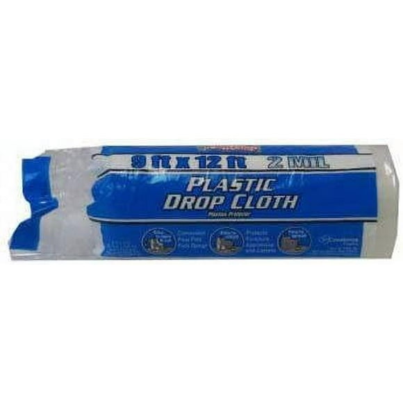 2pcs 9 ft. W x 12 ft. L x 2 mil Plastic Drop Cloth 1 pk