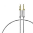 thumbnail image 1 of Cable de audio auxiliar, adaptador de entrada auxiliar de audio, cable de extensión de sonido HiFi plateado para auriculares, altavoces, coche y smartphone. 50cm, 1 of 4