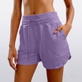 thumbnail image 2 of larppty Women's Solid Color High Waisted Athletic Shorts Quick Dry Casual Summer Shorts with Drawstring Waist（Purple， XXXL）, 2 of 5