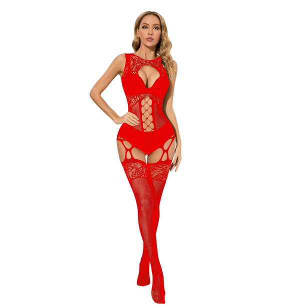 Gibobby Conjunto Lencería Tanga Y Bralette Lencería de dos piezas para mujer, sexy con encaje floral, escote en V profundo, brasier inalámbrico y tanga exótico(Rojo, Talla única)