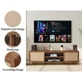 thumbnail image 3 of Wirrytor Walnut 70 Inch Tv Stand With Linen Sliding Doors, Mid-Century Modern Media Console For Tvs Up To 80 Inch, Entertainment Center With Open Storage Shelves For Living Room, 3 of 10