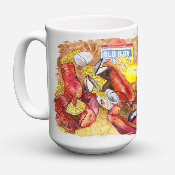 Carolines Treasures 8719CM15 Lobster with Old Bay Coffee Mug 15 oz 15 ounce multicolor
