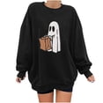 thumbnail image 4 of Meichang Chandails en Molleton d'Halloween pour Femmes Mode Automne Imprimé Fantôme Chandail Ample Confortable Col Rond Chandail en Molleton Orange Manches Longues Hauts Décontractés en Polaire, 4 of 5