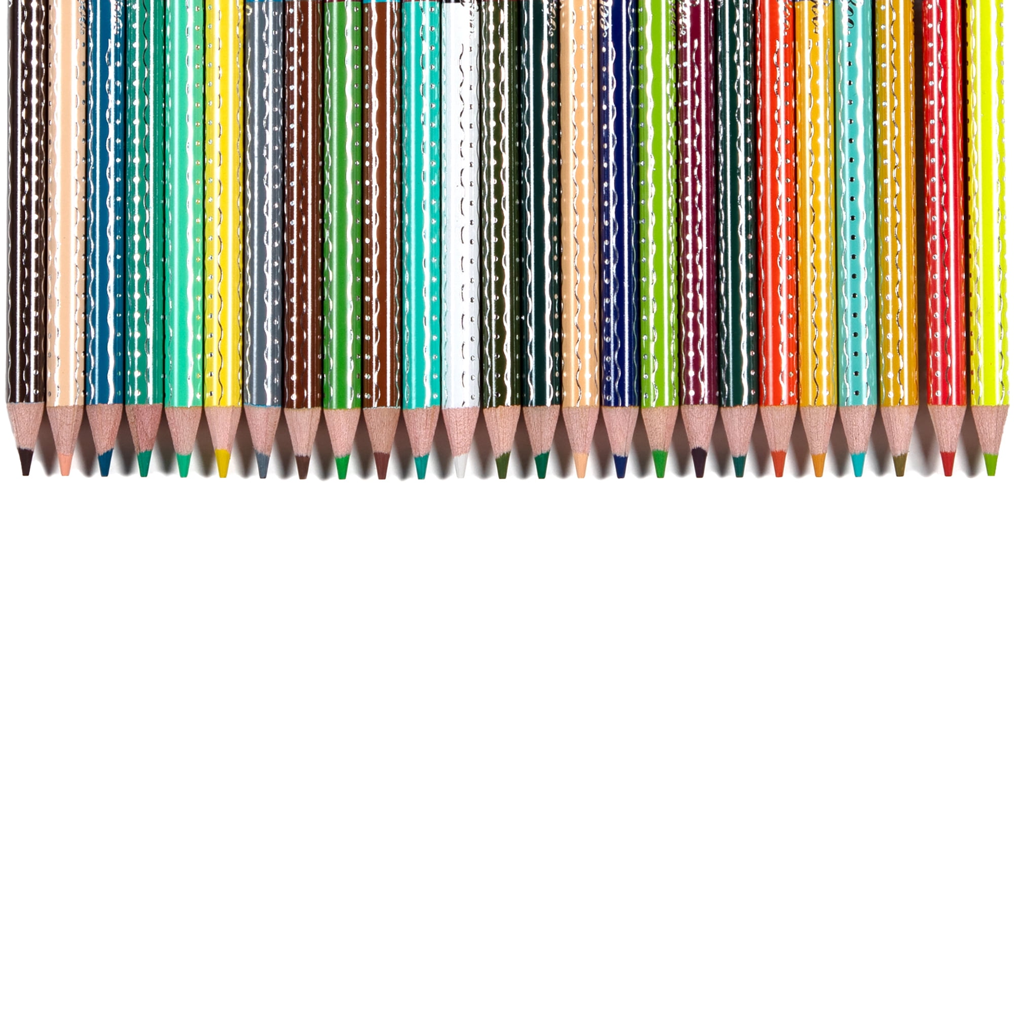 eeBoo: 25 Double-Sided Colored Pencils - Rainbow - 50 Vivid Colors, Stunning Canister, Silver Foil Accents, Artist Quality, Non-Toxic Art Supplies