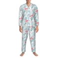thumbnail image 3 of Fuzoiu Tropical Flamingo Print Men's Long-Sleeved Pajama,Lounge Button Down Nightwear,Mens Notch Collar Pajama Set -Medium, 3 of 7