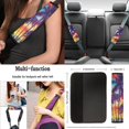 thumbnail image 5 of Uorisanigo Palm Tree Sunset Car Seat Covers 10 Pack with Car Seat Belt Pad Cover and Steering Wheel Cover Auto Water Cup Pad Keychains Soft Easy to Install Auto Interior for Most Cars SUVs, 5 of 7