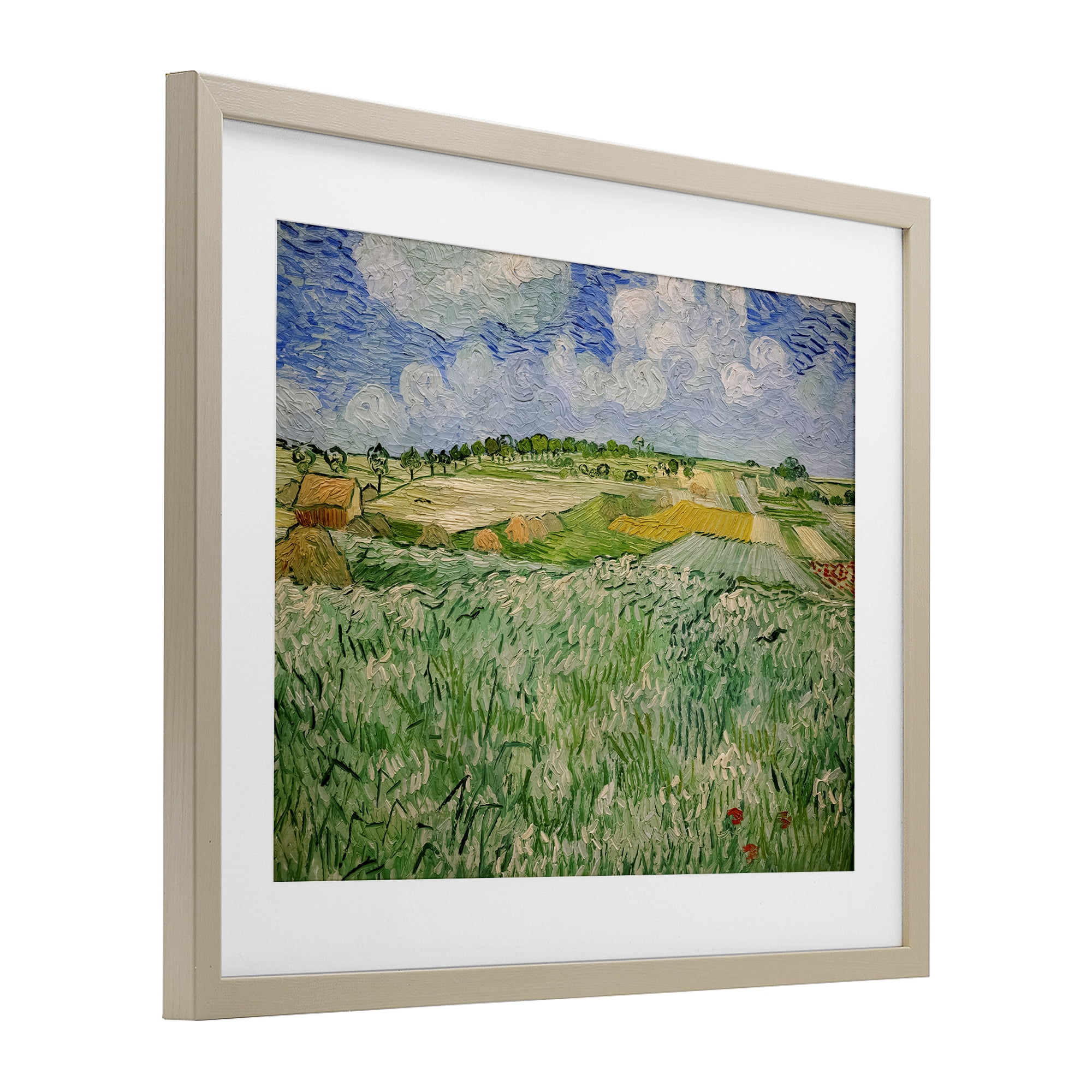 Stupell Industries Plain Near Auvers Painting Birch Framed Print Under Glass, design by Vincent Van Gogh