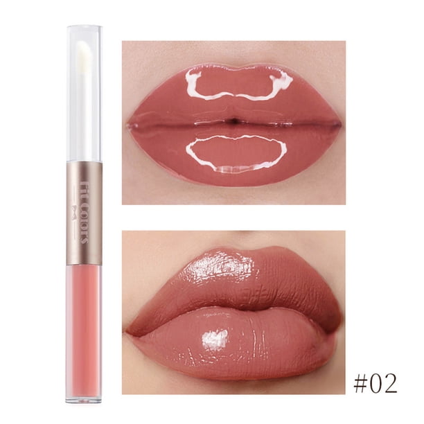 Fiudx Ofertas Relámpago Brillo De Labios Con Copa Antiadherente Apilable De Doble Cabezal Copa Antiadherente Brillo De Labios De Tres Usos 2 Ml