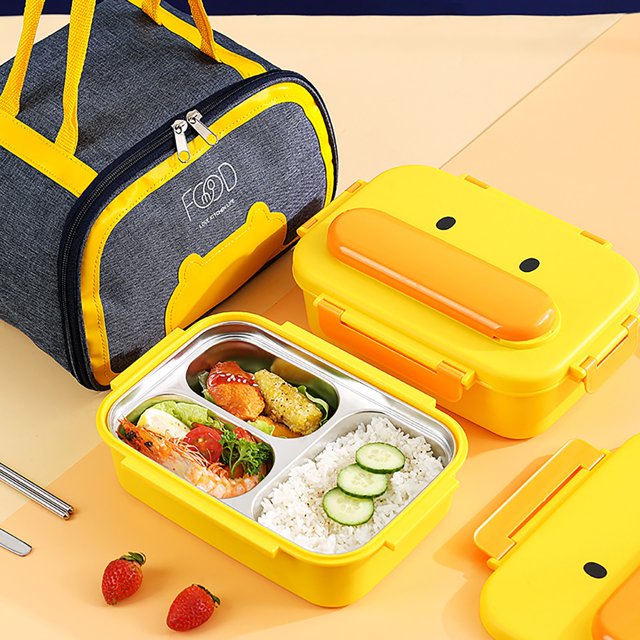 Jkkant Stainless Steel Lunch Box with 2/3 Compartments, Thermal Insulated Snack Container for Work and Picnics