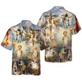 thumbnail image 5 of Jesús toma mi mano Jesús es mi salvador Camisas hawaianas para hombre y mujer Camisas playeras con cruz de león Camisas florales frescas de verano Ropa, 5 of 5
