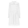 thumbnail image 4 of ZACPNCV Girls Contrast Mesh Long Sleeve High Waist A Line Short Dress with Pockets White 15-16 Years, 4 of 9