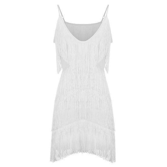 Elegant Women's Deep V Neck Backless Bodycon Prom Dress with Fringe Tassel Detail for Party