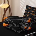 thumbnail image 5 of Erosebridal Spooky Spiderweb Zipper Twin Comforter Sets with Fitted Sheet and 2 Pillowcases, Halloween Bat Zipper Bedding Set for Boys Girls, Black Orange, Black Reversible, 5 of 7