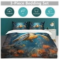 thumbnail image 5 of Nautical Green Sea Turtles 3 Pieces Duvet Cover with Zipper Closure,Premium Polyester Lightweight Bedding Set, 5 of 6