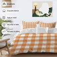 thumbnail image 3 of 3 Piece Orange Plaid Duvet Cover Set Twin Size,Microfiber Comforter/Quilt Cover with Corner Ties and 2 Pillowcases,Gradient Geometric Buffalo White Checkered All Season Bedding with Zipper Closure, 3 of 8