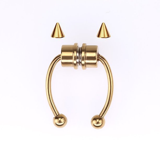 Anillo de nariz perforado falso, anillo de acero de titanio para la nariz, espaciador para mujer, moda Ha Rock, Clip para oreja, regalo de joyería, aro de Piercing falso magnético Tan Jianjun unisex
