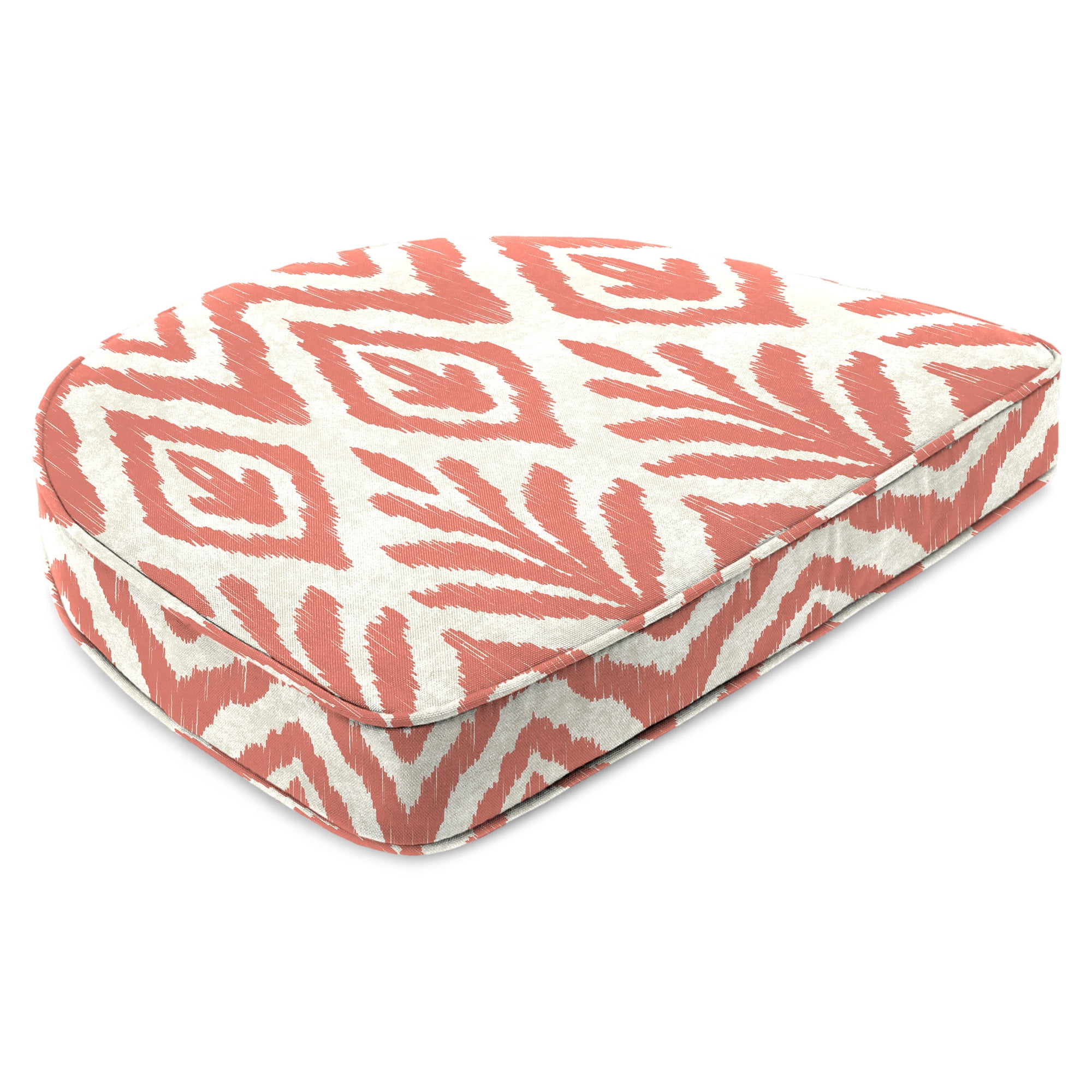 Jordan Manufacturing 17" x 18.5" Tinker Suntan Coral Ikat Rectangular Contoured Outdoor Chair Pad Seat Cushion with Welt (2 Pack)