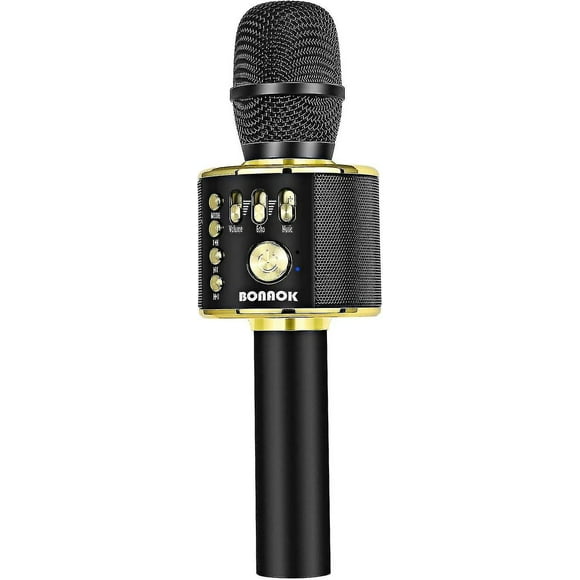 Bonaok Wireless Bluetooth Karaoke Microphone 3-in-1 Portable Handheld Mic Speaker For All Smartphones Gifts For Girls Kids Adults All Age Q37(rose Gol