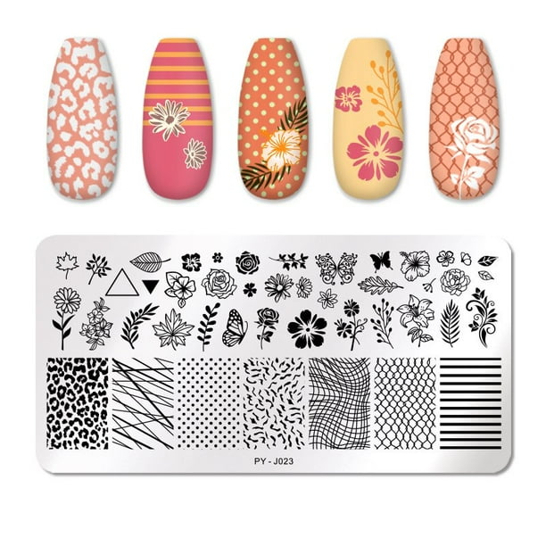 PICT YOU Nail Stamping Plate Flower Leaf Geometry Stamp Template Nail Image Plate Stencil DIY Impresión Herramientas de acero inoxidable Tan Jianjun unisex