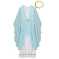 thumbnail image 6 of iiniim Women Chiffon Ancient Toga Costume Grecian Toga Dress Roman Dress with Gold Leaves Garland Headwear Light Blue XL, 6 of 7