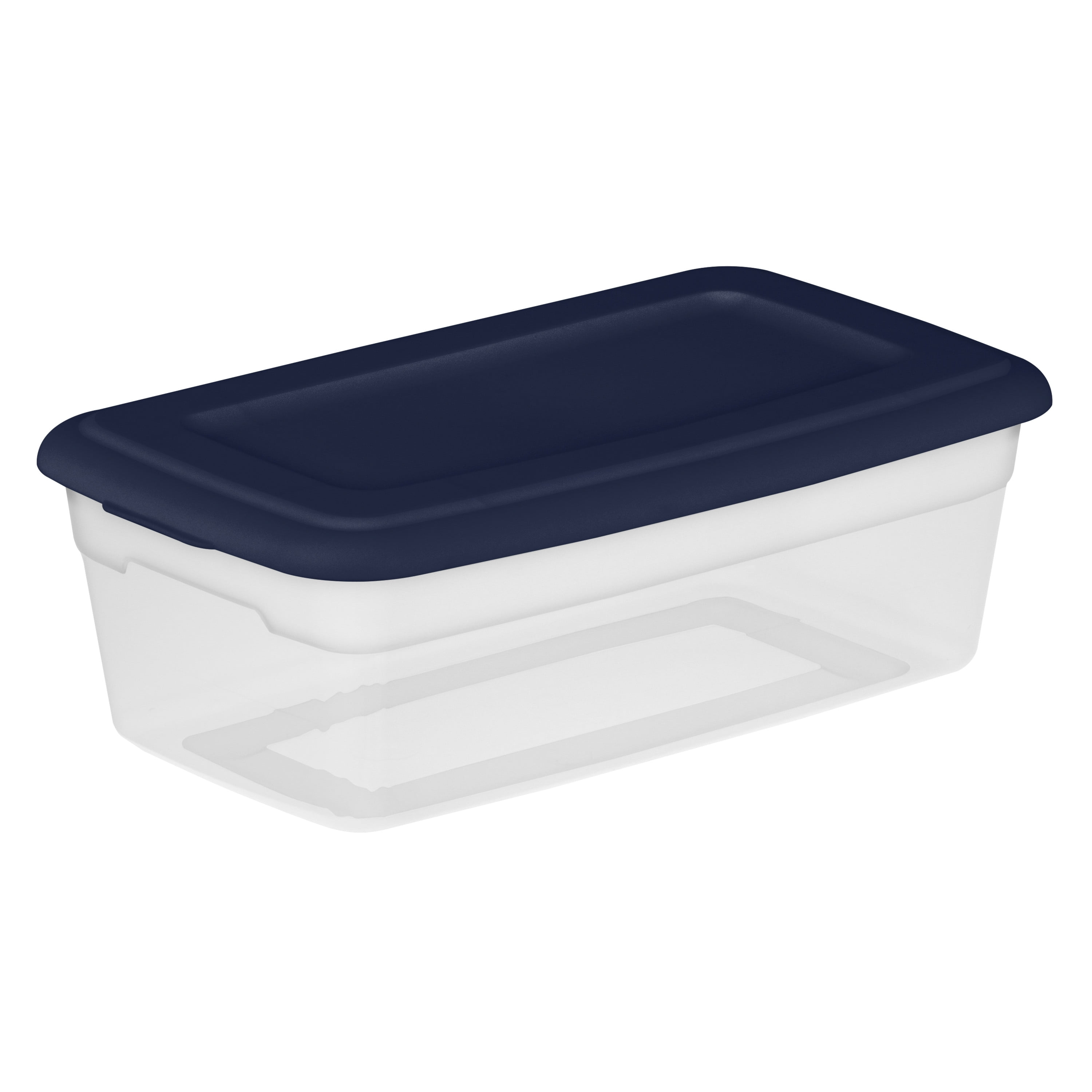 Sterilite Set of (10) 6 Qt. Clear Plastic Storage Boxes with Gray Lids 