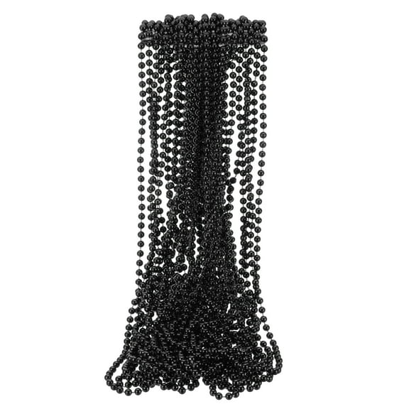 Uxcell 24 Pcs Mardi Gras Beads Necklaces, 6mm 33" Carnival Beaded Necklaces, Round Bulk Party Beads Necklace Costume Supplies for Christmas Event Party Favors Decorations, Black