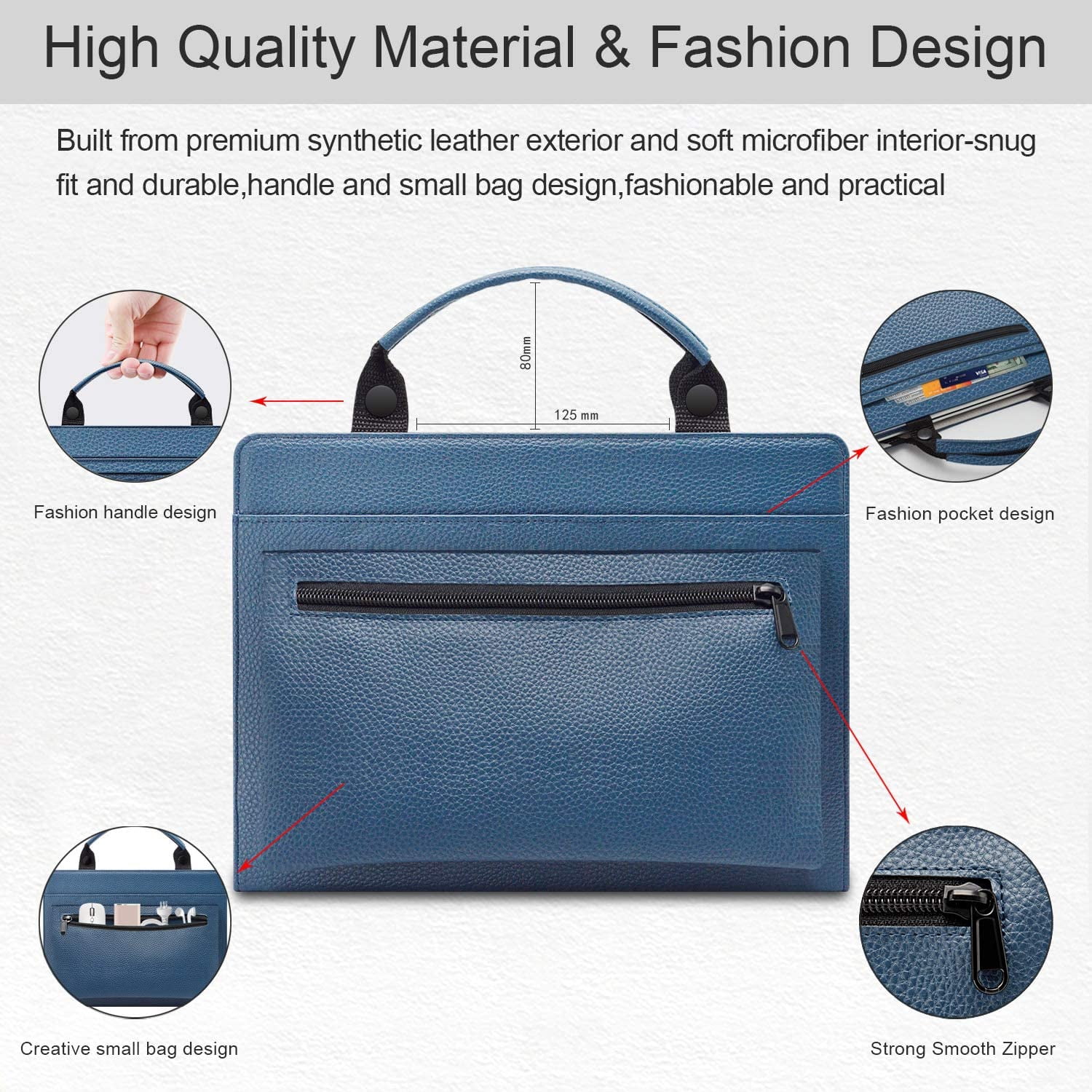 Lenovo IdeaPad 120S 11.6" Laptop Sleeve, Lenovo IdeaPad 120S 11.6" Laptop Leather Protective Case with Accesorries Bag Handle, Laptop Case for Lenovo IdeaPad 120S 11.6" (Blue)