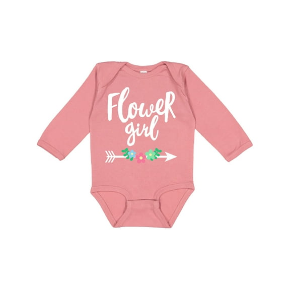 Inktastic Flower Girl with Arrow and Flowers Girls Long Sleeve Baby Bodysuit