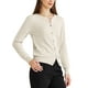 thumbnail image 4 of Suéter ligero de mujer Inspire Chic, con cuello redondo, botones, manga larga, color beige, 4 of 6