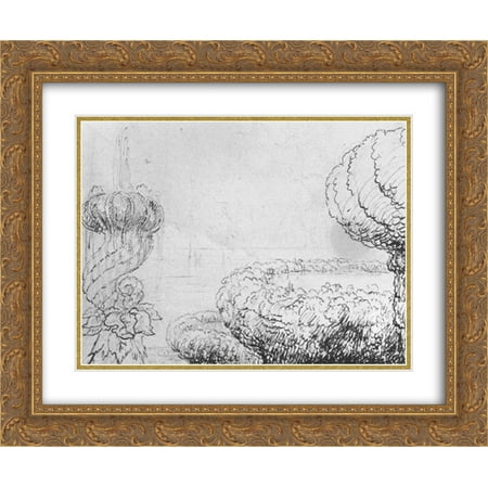 - Thomas Cole 2x Matted 24x20 Gold Ornate Framed Art Print 'Pen and pencil drawing'