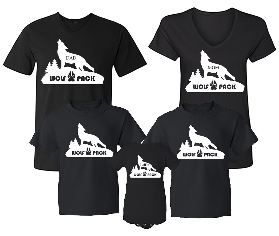 Mama Wolf Matching Family Outfit Family Wolf Pack Tees 20012215 Wolf Pack Shirts Family Shirts Papa Wolf Family Matching T-Shirts