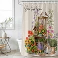 thumbnail image 4 of Spring Flowers Bathroom Shower Curtains with 12 Hooks Polyester Waterproof Shower Curtain for Stalls and Bathtubs Cute Rabbits Tulips Sunflowers Daisy Vintage Decorative Bathroom Curtain 72x78 Inches, 4 of 9