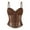 Brown, variant on Women's Sexy Lace Back Zipper Corset Top Bustier with Mesh Sheer Fishbone Waist Cincher – G-String Body Shapewear for Daily or Party Wear Gray L