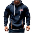 thumbnail image 1 of Sweat à Capuche pour Hommes, Sport Décontracté, avec Poche Imprimée et Demi-Fermeture Éclair, 1 of 5
