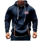 thumbnail image 2 of Sudadera con capucha para hombre, con estampado de bolsillo, media cremallera, cordón ajustable, informal, deportiva, de manga larga, blusa de poliéster, 2 of 5