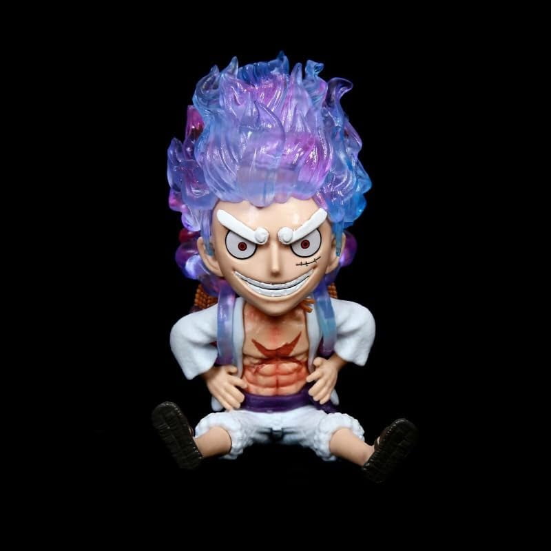 Newly Luffy Figure Q Version Sitting Nika Fifth Gear Luffy Action Figures 13cm/5.1inch PVC Character Figurine Cosplay Model Decoration Anime Gift (C)