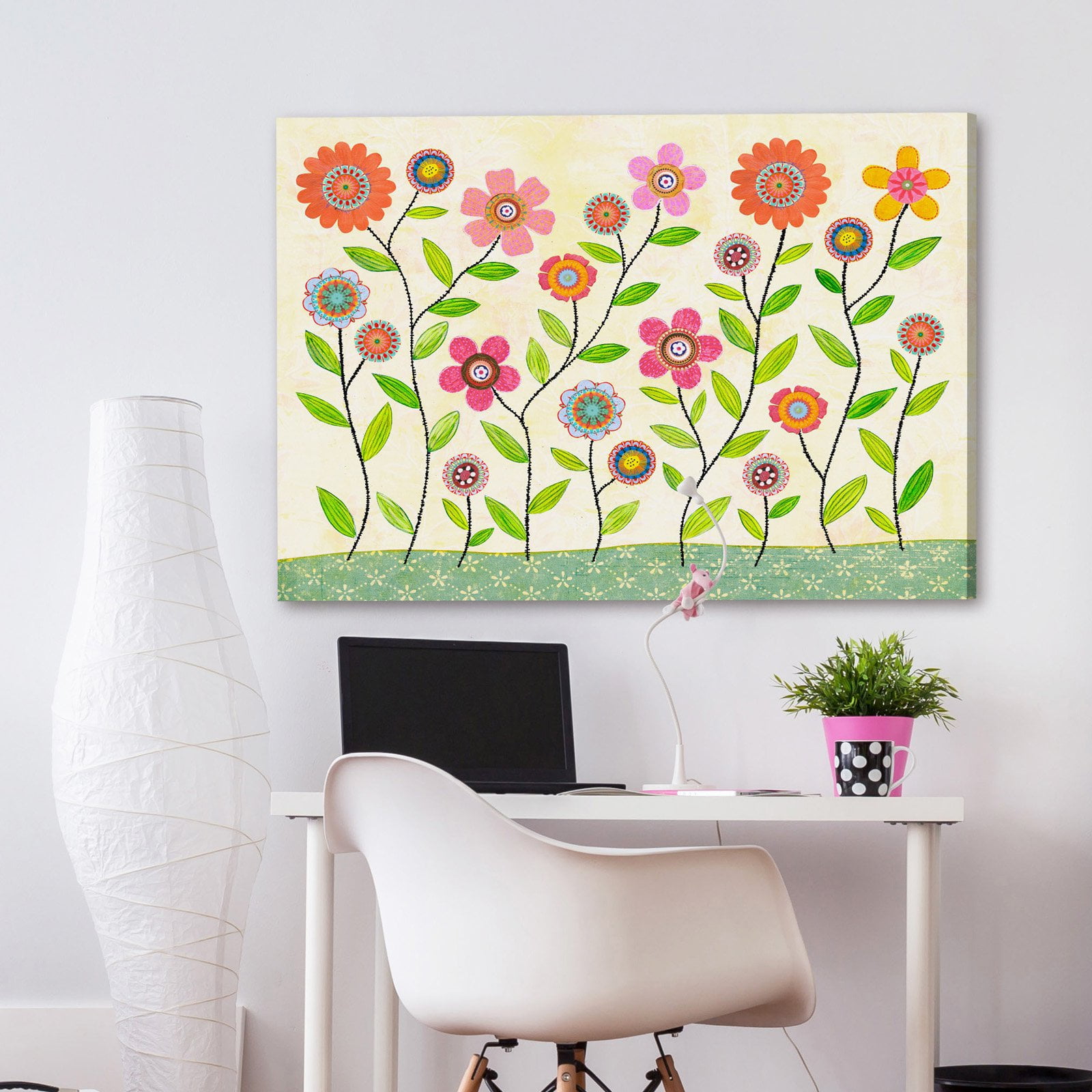 Marmont Hill "Summer Blooms" by Sascalia Painting Print on Wrapped Canvas