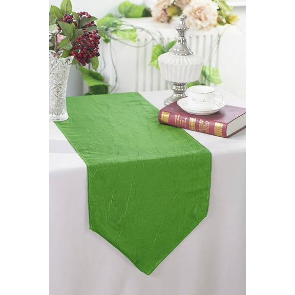 Wedding Linens Inc. (2pcs) 13"x108" Crushed Crinkle Taffeta Table Runner - Emerald Green